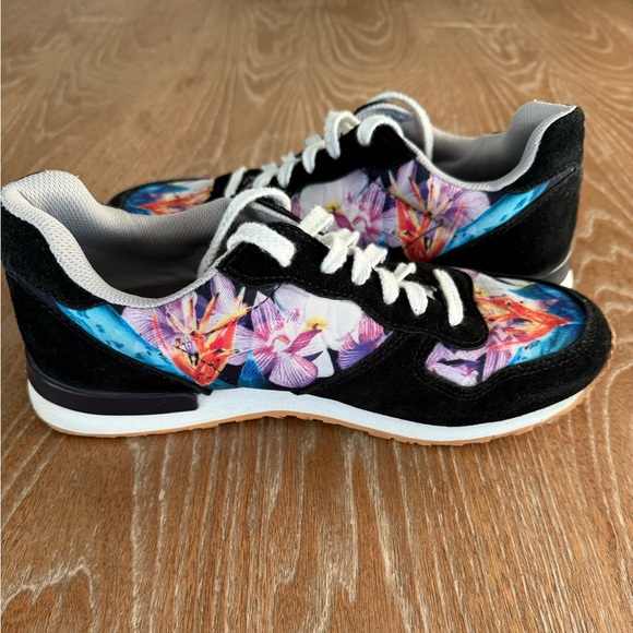 INKKAS Caladium Black Floral Tropical Print Women’s Jogger Sneakers Size 9 - Picture 11 of 14
